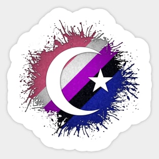 Paint Splatter Gender Fluid Pride Flag Star and Crescent Symbol Sticker